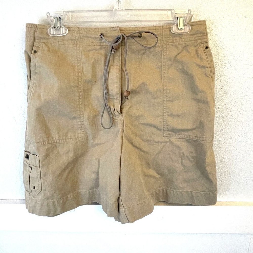 Lauren Ralph Lauren Vintage Khaki Shorts Leather Beaded Strap Belt Women's‎ 8